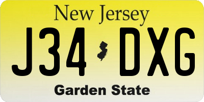 NJ license plate J34DXG