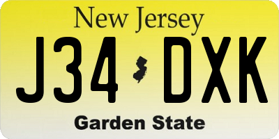 NJ license plate J34DXK