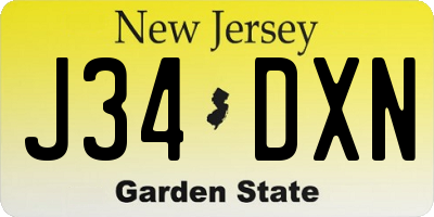 NJ license plate J34DXN