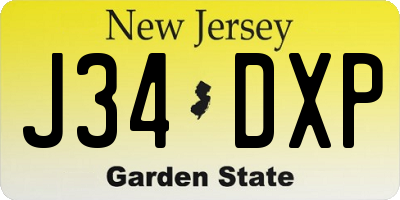 NJ license plate J34DXP