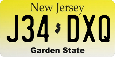 NJ license plate J34DXQ