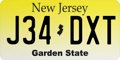 NJ license plate J34DXT