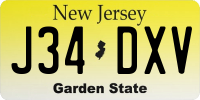 NJ license plate J34DXV