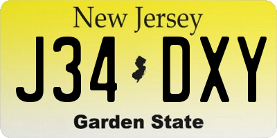 NJ license plate J34DXY