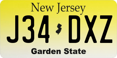 NJ license plate J34DXZ