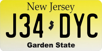 NJ license plate J34DYC