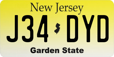 NJ license plate J34DYD