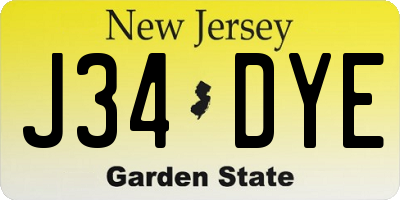 NJ license plate J34DYE