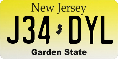 NJ license plate J34DYL