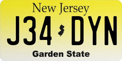 NJ license plate J34DYN