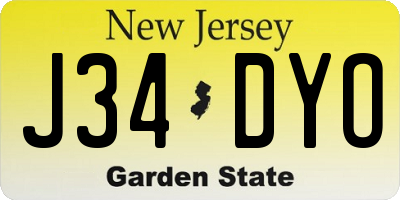 NJ license plate J34DYO