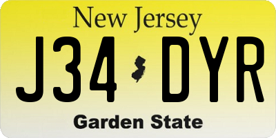 NJ license plate J34DYR