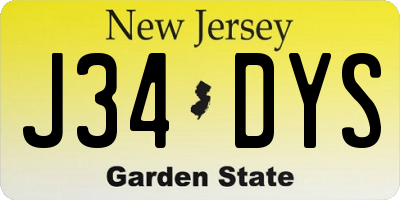 NJ license plate J34DYS