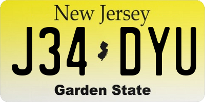 NJ license plate J34DYU