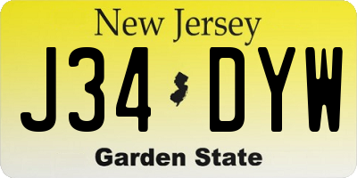 NJ license plate J34DYW