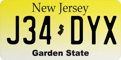 NJ license plate J34DYX