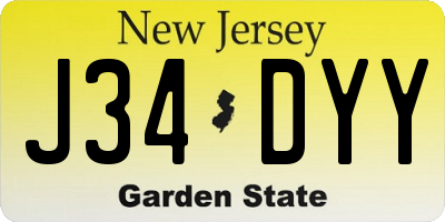 NJ license plate J34DYY