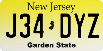 NJ license plate J34DYZ