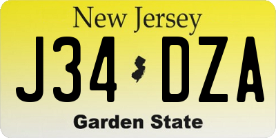 NJ license plate J34DZA