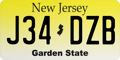 NJ license plate J34DZB