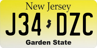 NJ license plate J34DZC