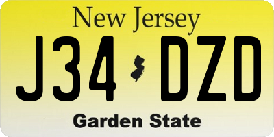 NJ license plate J34DZD