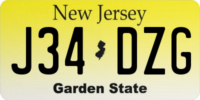 NJ license plate J34DZG