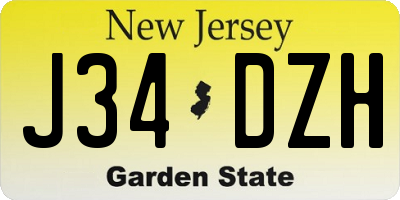 NJ license plate J34DZH