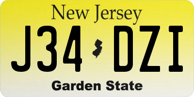 NJ license plate J34DZI