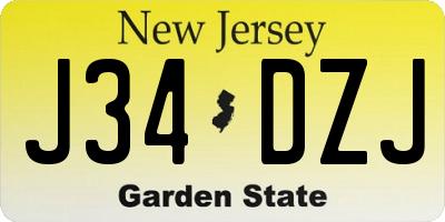 NJ license plate J34DZJ