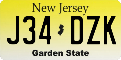 NJ license plate J34DZK