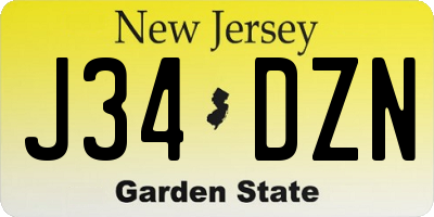 NJ license plate J34DZN