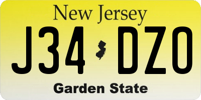 NJ license plate J34DZO