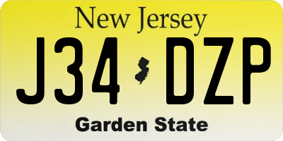 NJ license plate J34DZP