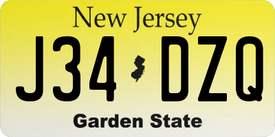 NJ license plate J34DZQ