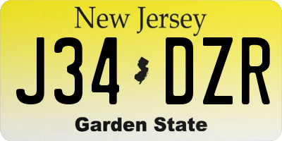 NJ license plate J34DZR