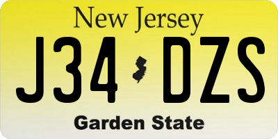 NJ license plate J34DZS