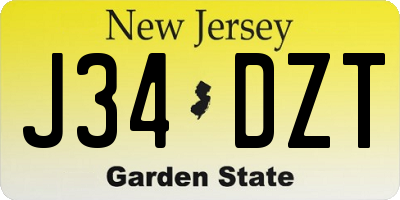 NJ license plate J34DZT