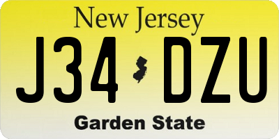 NJ license plate J34DZU