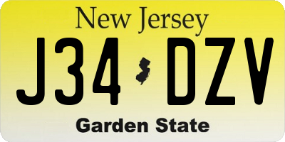 NJ license plate J34DZV