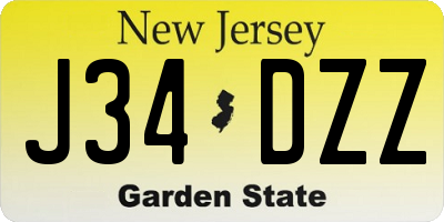 NJ license plate J34DZZ