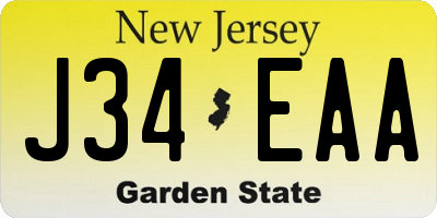 NJ license plate J34EAA