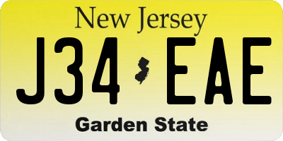 NJ license plate J34EAE