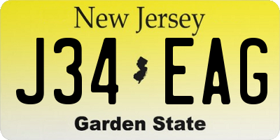 NJ license plate J34EAG