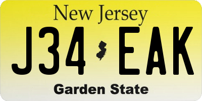 NJ license plate J34EAK