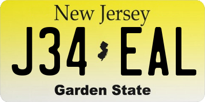 NJ license plate J34EAL