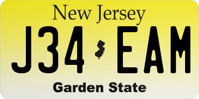 NJ license plate J34EAM