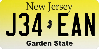 NJ license plate J34EAN