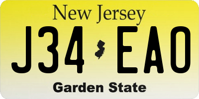 NJ license plate J34EAO