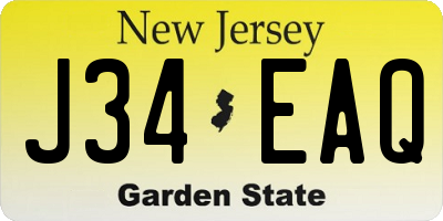 NJ license plate J34EAQ